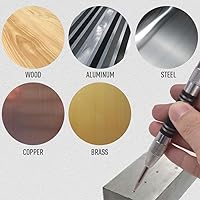 Vista 5 de Punzón central automático, paquete de 2, perforador central de 5 pulgadas con resorte, tensión ajustable, con 2 puntas de repuesto