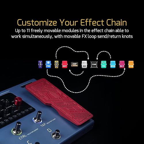 Miniatura 18 de VALETON Pedal de procesador de efectos múltiples con pedal de expresión, bucle FX MIDI I/O Amp modelado de gabinetes IR, simulación estéreo OTG USB