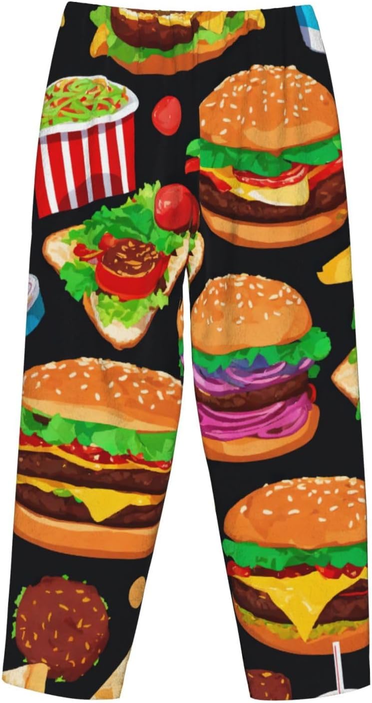 Food Pattern Funny Print Fashion Cozy Womens Flannel Pajama Pants,Perfect For Christmas And Everyday Wear