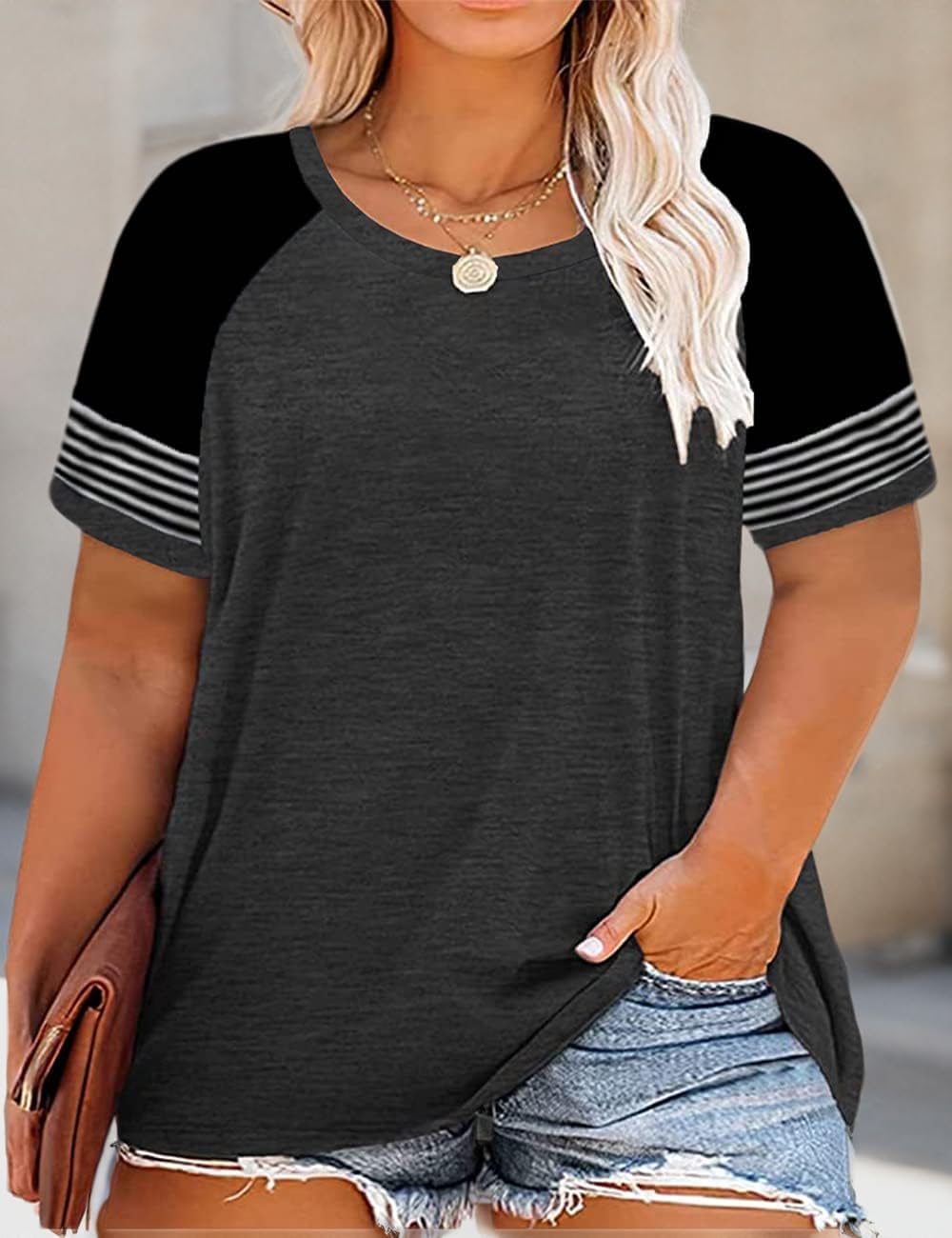CARCOS Plus Size Tops for Women Button Up Henley Shirts Short Sleeve Summer T-Shirts V/Crewneck Casual Trendy Tunics XL-5XL - Image 5