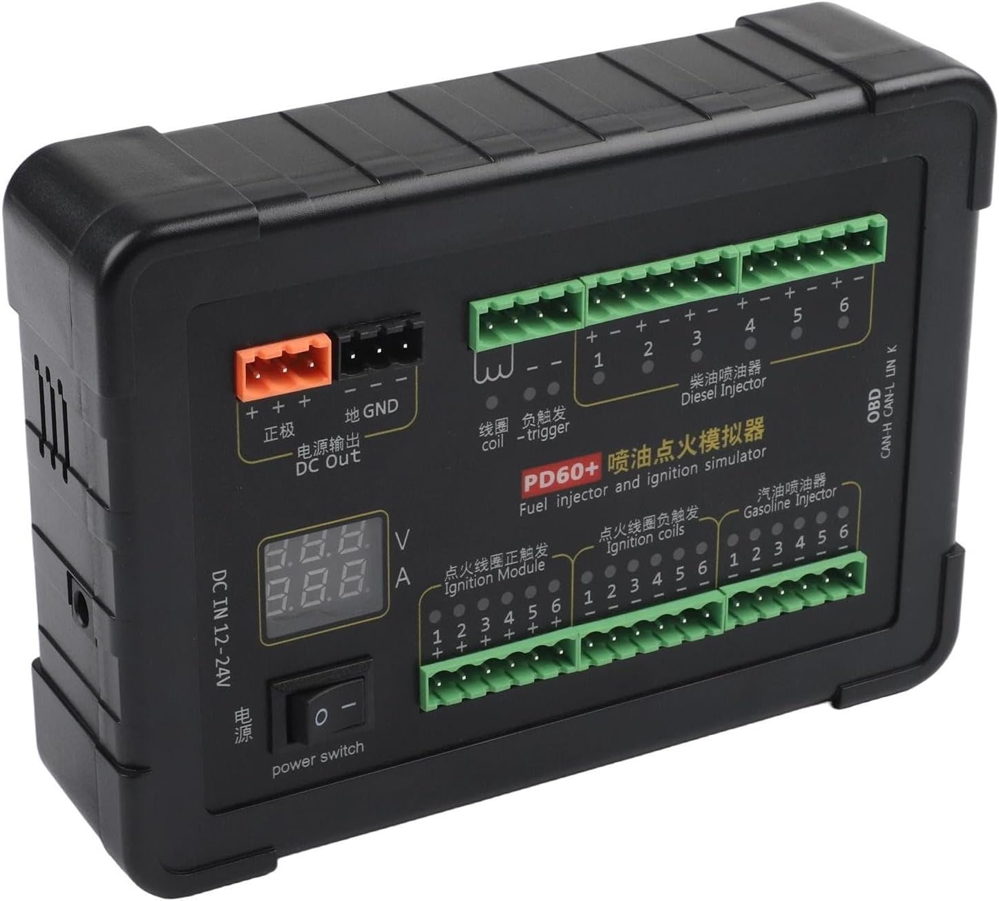 PD60 Fuel Injector and Ignition Coil Simulator for Auto Repair, Real-Time Voltage Display and CAN Analyzer, 180x130x45.5mm, 1 Set