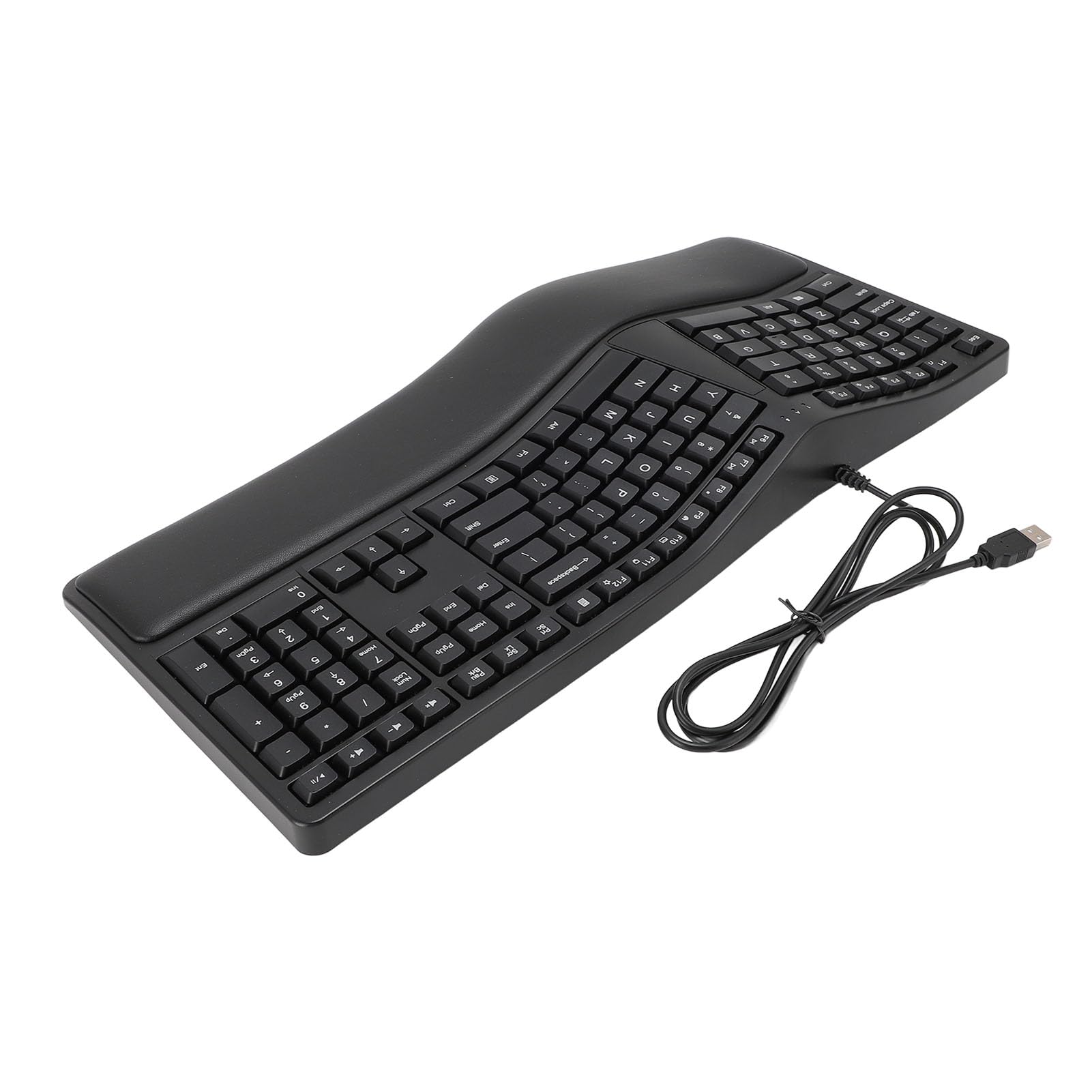 Tastiera Ergonomica Cablata Tastiera Divisa con Poggiapolsi 110 Tasti USB 2.0 Silenziosa Cablata per PC Portatile con Cavo da 1,5 M Indicatori LED