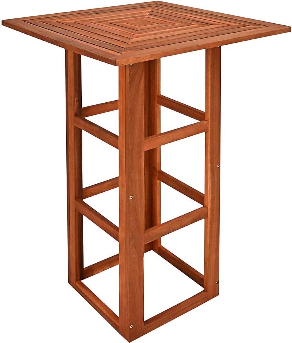 Casaria Table Haute carrée en Bois d'Acacia 75x75x110cm Mange-Debout Table en Bois extérieur Jardin terrasse évènement