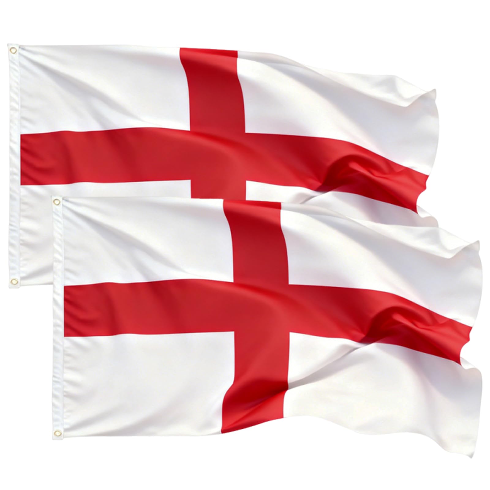 2 PCS St Georges Flag England Flag 5ft × 3ft Large – St George’s Cross Flag