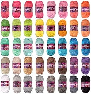 JubileeYarn Amigurumi Select Yarn - Baby Weight Acrylic - Assorted Colors Variety Pack - 12 Skeins
