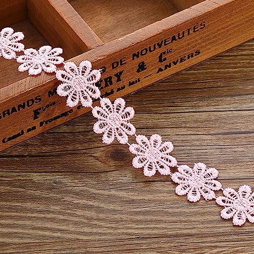 XCSJ 5 Yarde 2.5cm Nastro Di Fiori In Poliestere Passamaneria Decorativa Trim Nastro Fiore Applique Nastri Decorativi Tessuto Per Fascia Per Capelli, Abbigliamento, Decorazioni (Tutti i rosa)