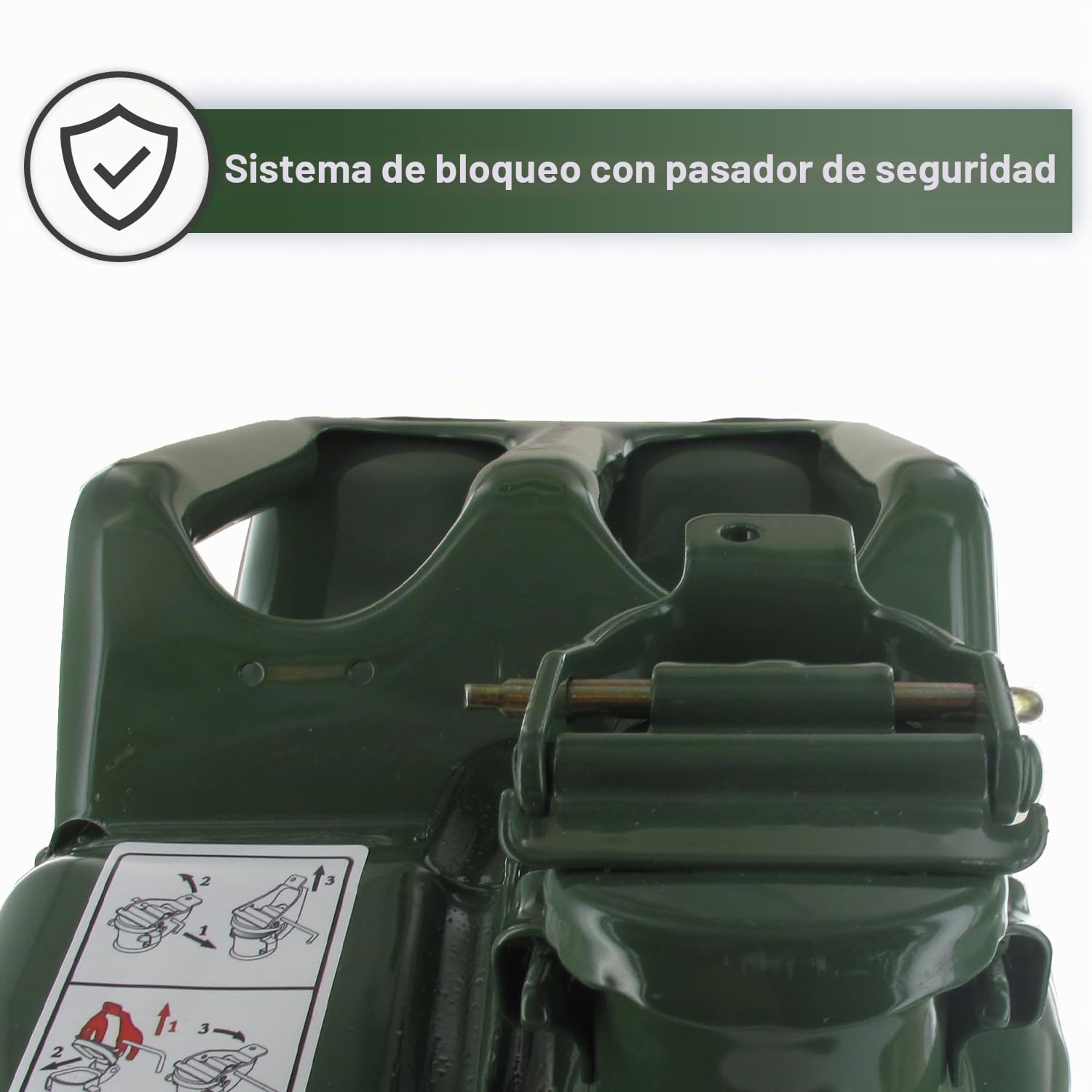 Jerrican 10L – Jerrican Metal – Cerradura con pasador – Tratamiento interior antioxidante – Estándar de transporte de materiales peligrosos