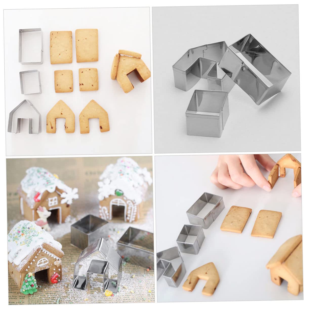 5 Juegos Moldes Cortadores de Galletas Navideñas Inoxidable de Casa de Jengibre para Fondant Masa y Pan para Repostería y Decoración Festiva