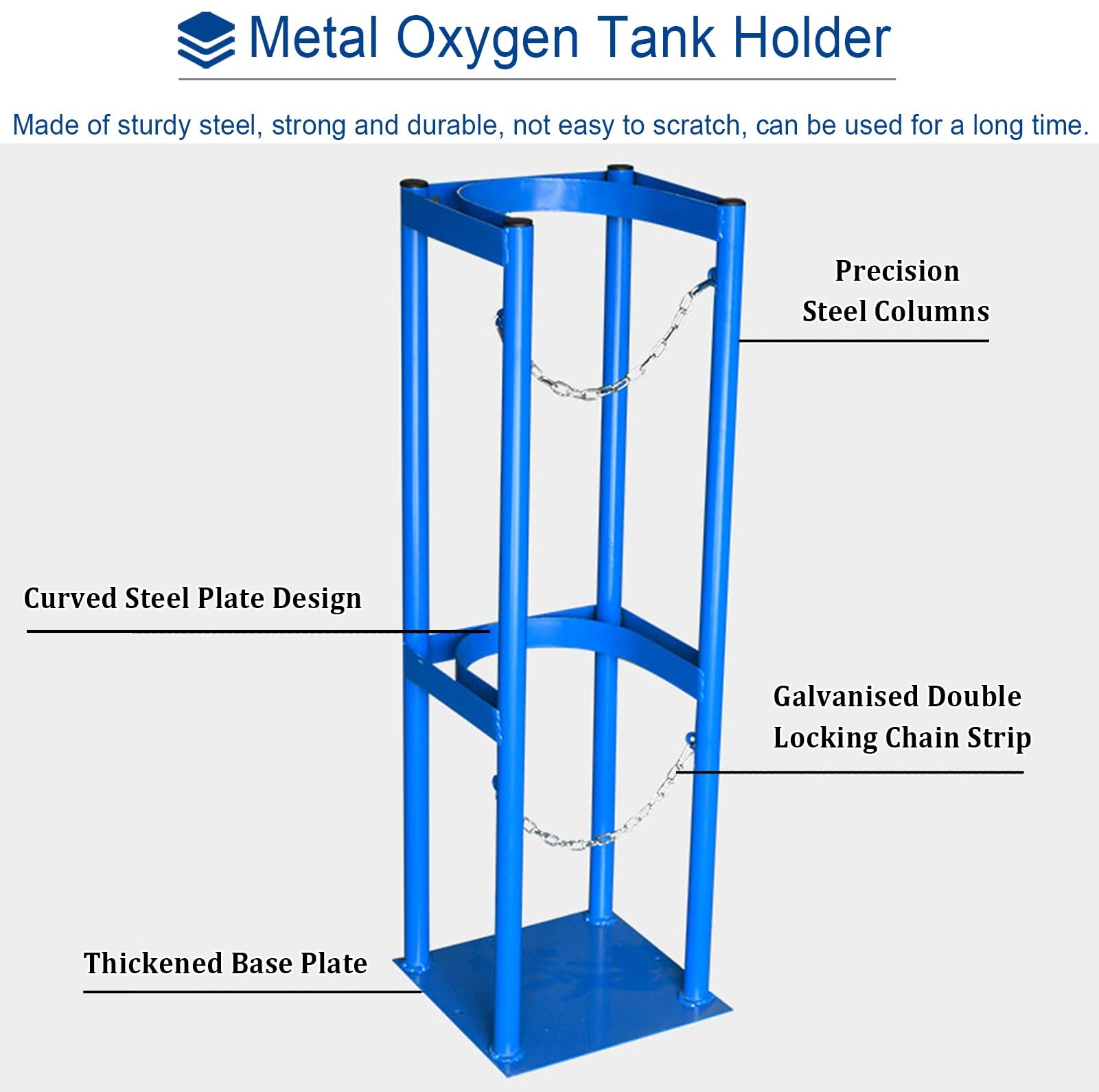 Soporte para Botella de Oxígeno Estante de Almacenamiento de Alta Resistencia para Cilindros de Oxígeno de 40 L, Soporte para Tanques de Gas con Cadena de Seguridad, Soporte para Bombonas de Propano y
