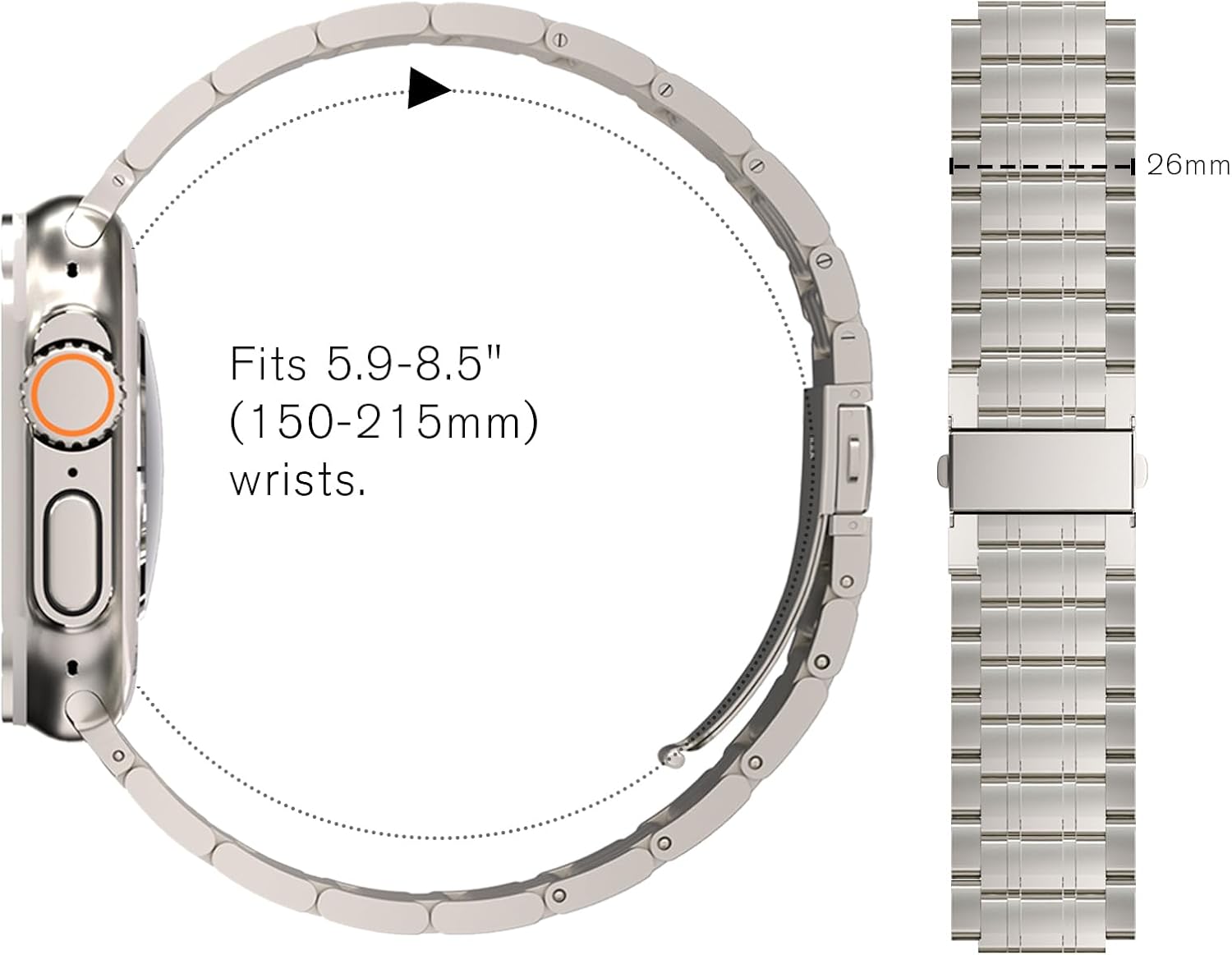 Titanium Band 49mm for Apple Watch Ultra 2 & Ultra 1 49mm Wide Metal Band with Secure Clasp - Lightweight Pure Titanium Metal Bracelet for iWatch Ultra 49mm - Image 3