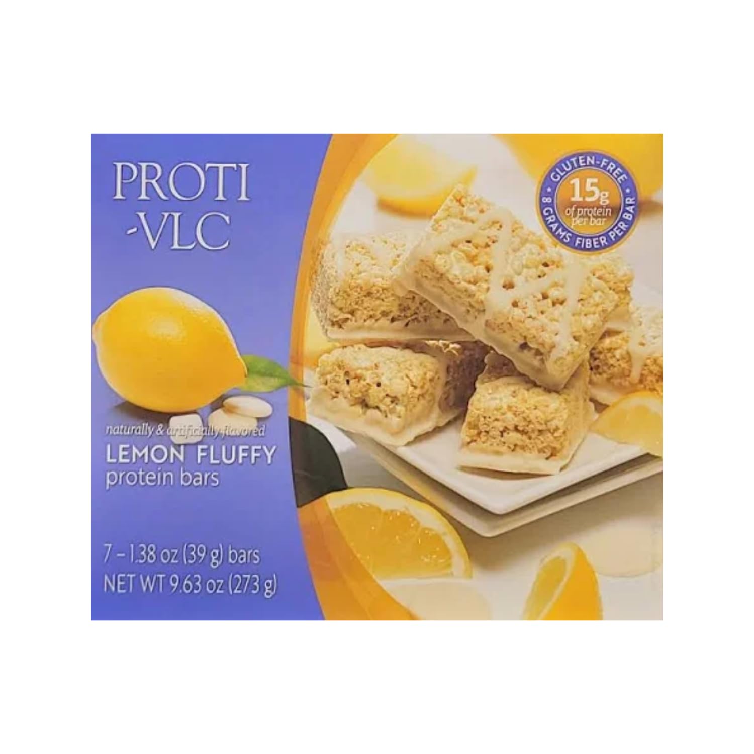 ProtiFitLow Calorie Snack Bar for Healthy Diets, High Protein, 15g Protein, Low Carb, Low Sugar, Ideal Protein Compatible, 7 Servings Per Box (Lemon Fluffy)