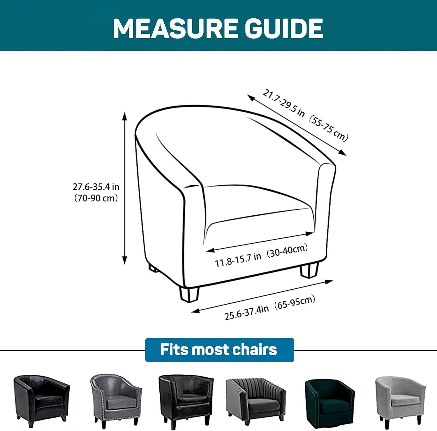 Jacquard Microfiber Club Chair Slipcover, 1 Piece Stretch Armchair Covers Tub Chair Covers Removable Furniture Protector for Counter Living Room Bathroom-Brown B- Club Chair