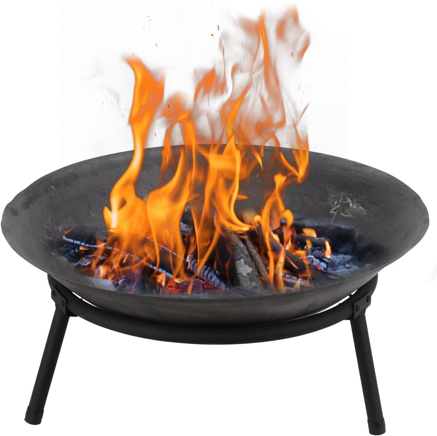 Geezy Large Cast Iron Garden Fire Pit Basket Patio Heater Log Wood Charcoal Burner Brazier, 50cm Diameter