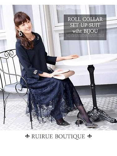 RUIRUEBOUTIQUE（ルイルエブティック）『ビジュー付ロールカラーセットアップスーツ3点セット』』