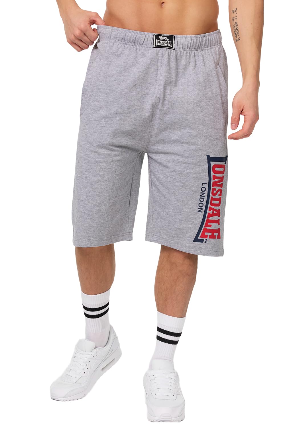 Lonsdale Men's Marl Grey London Logo Jam Casual Shorts, Xxl