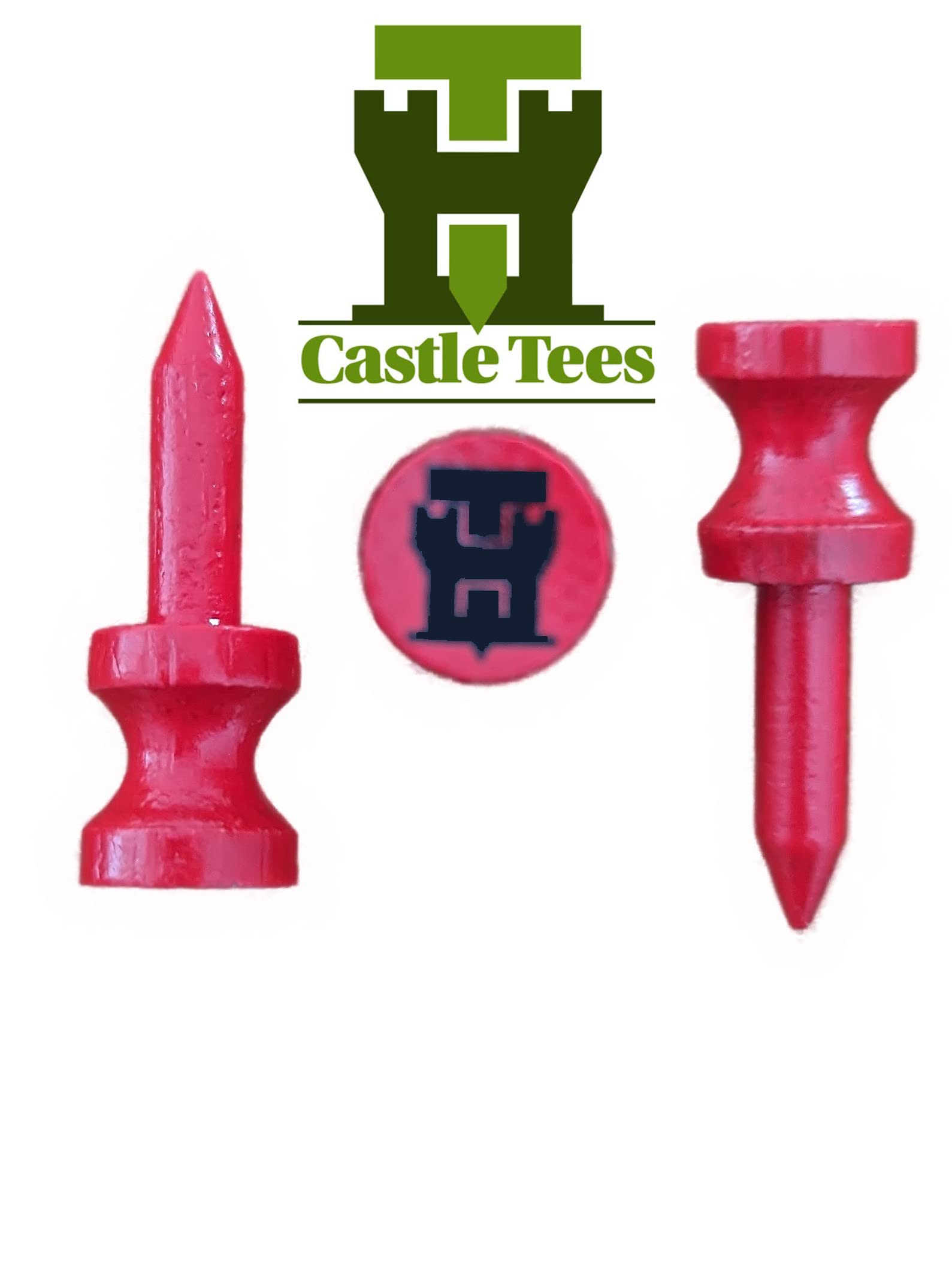 Castle Tees Official Red 80 Tee Pack x 32mm 1 ¼ inch Red Premium Bamboo Golf Tees + Free Pitch Repair Tool - Image 3