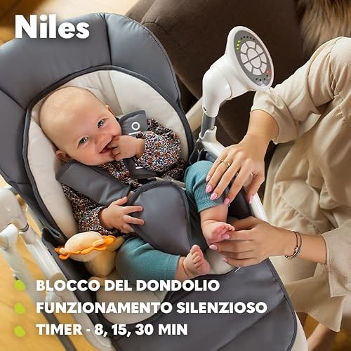 Lionelo Niles 2In1 Seggiolone Pappa E Dondolo Per Neonato E Bambini Da 6 A 36 Mesi Regolabile Sedia: Altezza, Schienale, Poggiapiedi E Vassoio, Cinture, Funtzione Sdraietta Altalena - 7