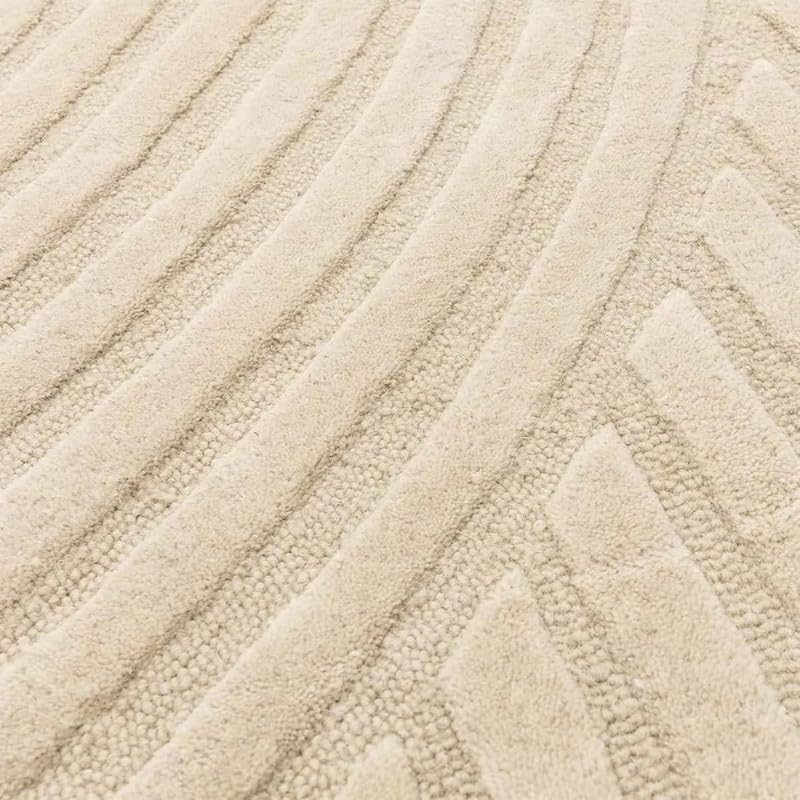 Image of Hand Tufted Modern Design Exported Collection High Low Pattern Wool Carpet for Living Room, Bedroom & Hall (Beige, 8 x 11 Feet)