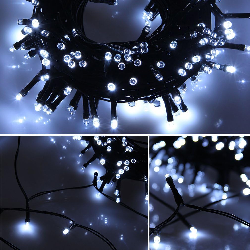 Condition photo showing New/Like New for 50 led solar string lights 22ft solar powered christmas light with 8 lighting modes, waterproof tree lights for outdoor outside xmas wedding garden party decoration white
