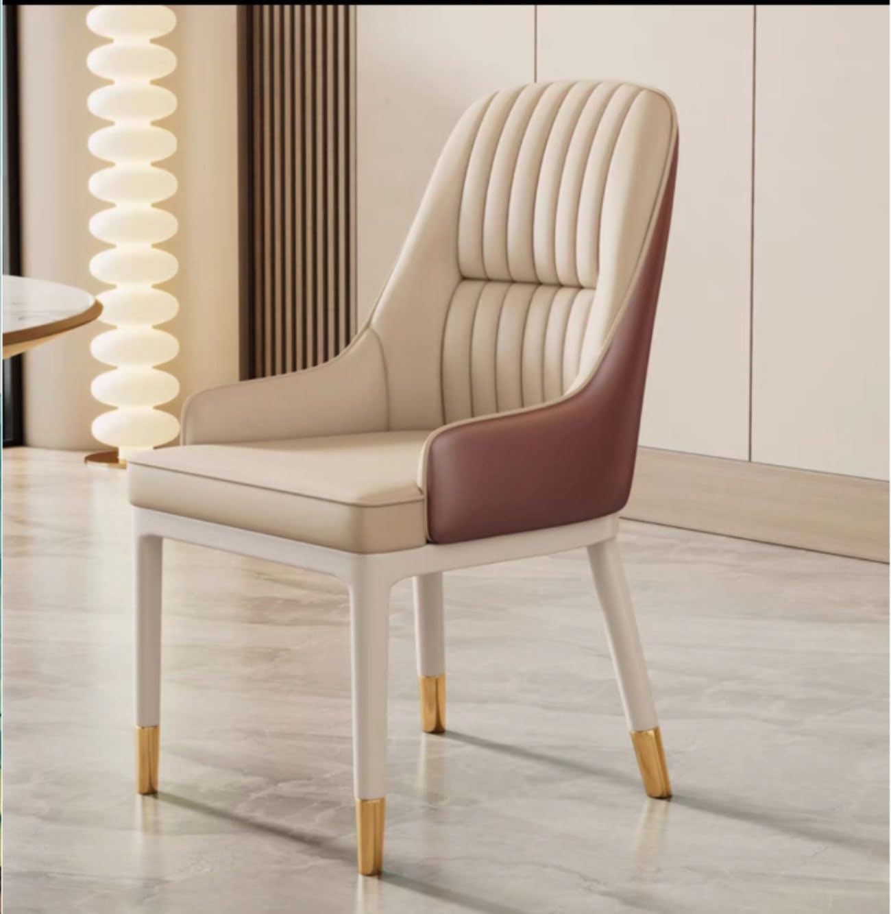 Chaise salle à manger cuir de silicone de haute qualité et structure métal