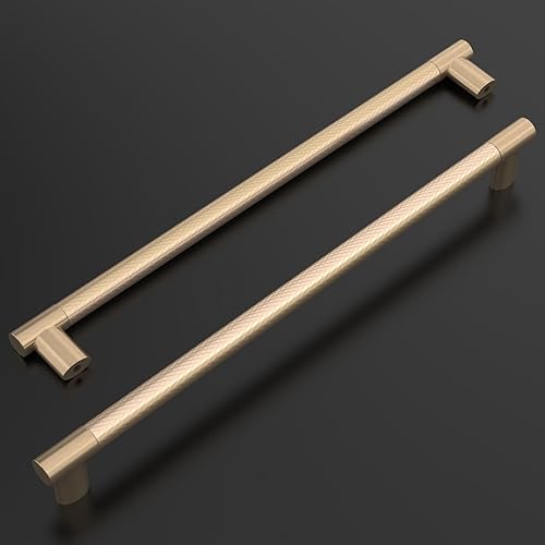 Miniatura 9 de Paquete de 10 manijas de gabinete de cocina de bronce champán moleteado de 3 pulgadas (2.992 in), tiradores de gabinete de color dorado champán,