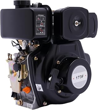 Diesel Engine, 4 Stroke 247CC 5HP Engine Air Cooling Single Cylinder Motor Recoil Hand Start 3600RPM Multi-Use Engine for Road Cutting Machines, Water Pumps, Micro Tillers 5HP, Black