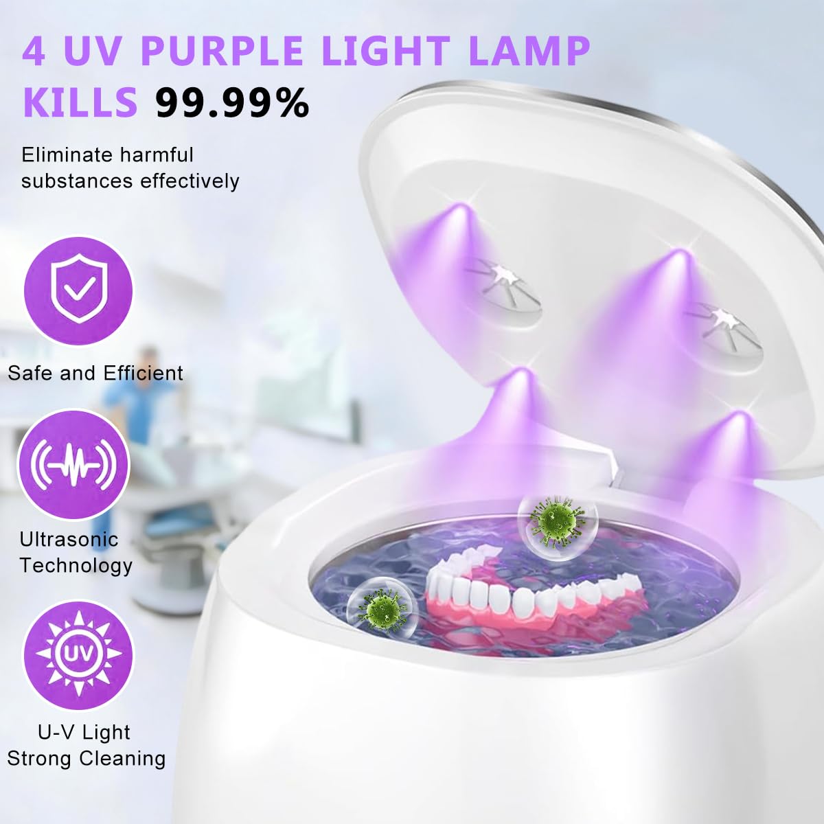 HANNEA Aligner Cleaner Ultrasonic Cleaning Machine 45kHz UVC UVA 3 Modes 2