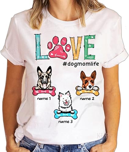 Camiseta de pastor alemán personalizada con amor para perros, camisas de perro para mujer, camisa de mamá para el día de la madre, camiseta de manga