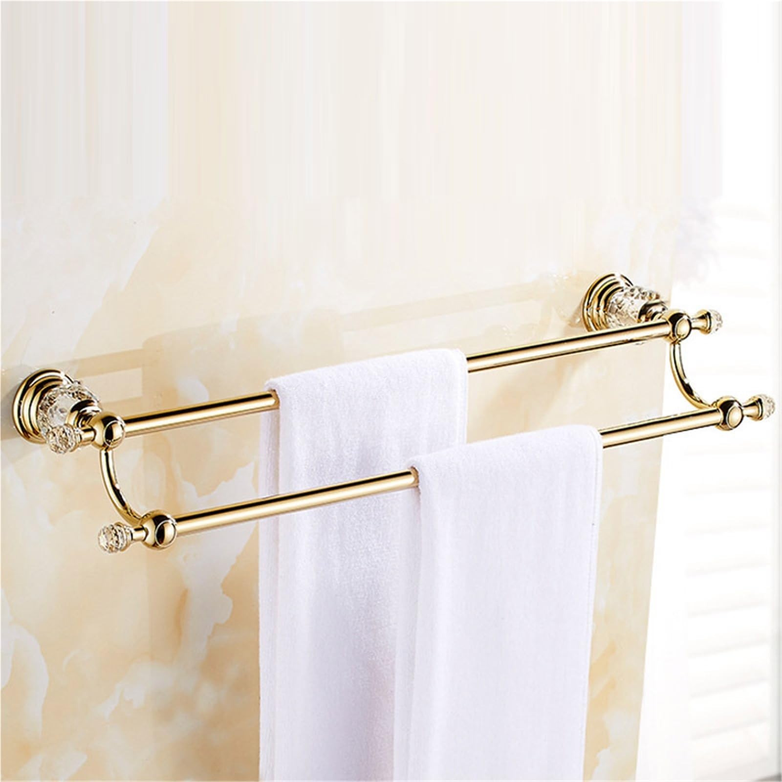 Portarotolo WC adesivo con mensola Set di accessori da bagno in ottone | Collezione di ferramenta da bagno in cristallo a parete(Soap basket)