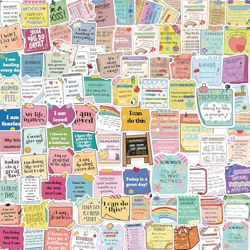 100Pcs Positive Affirmation Stickers, Self Love Care Quote Mental Health Inspirational Motivational Encouraging Sticker Pack for Laptops Water Bottles Students Waterproofing Decals Teens Adults