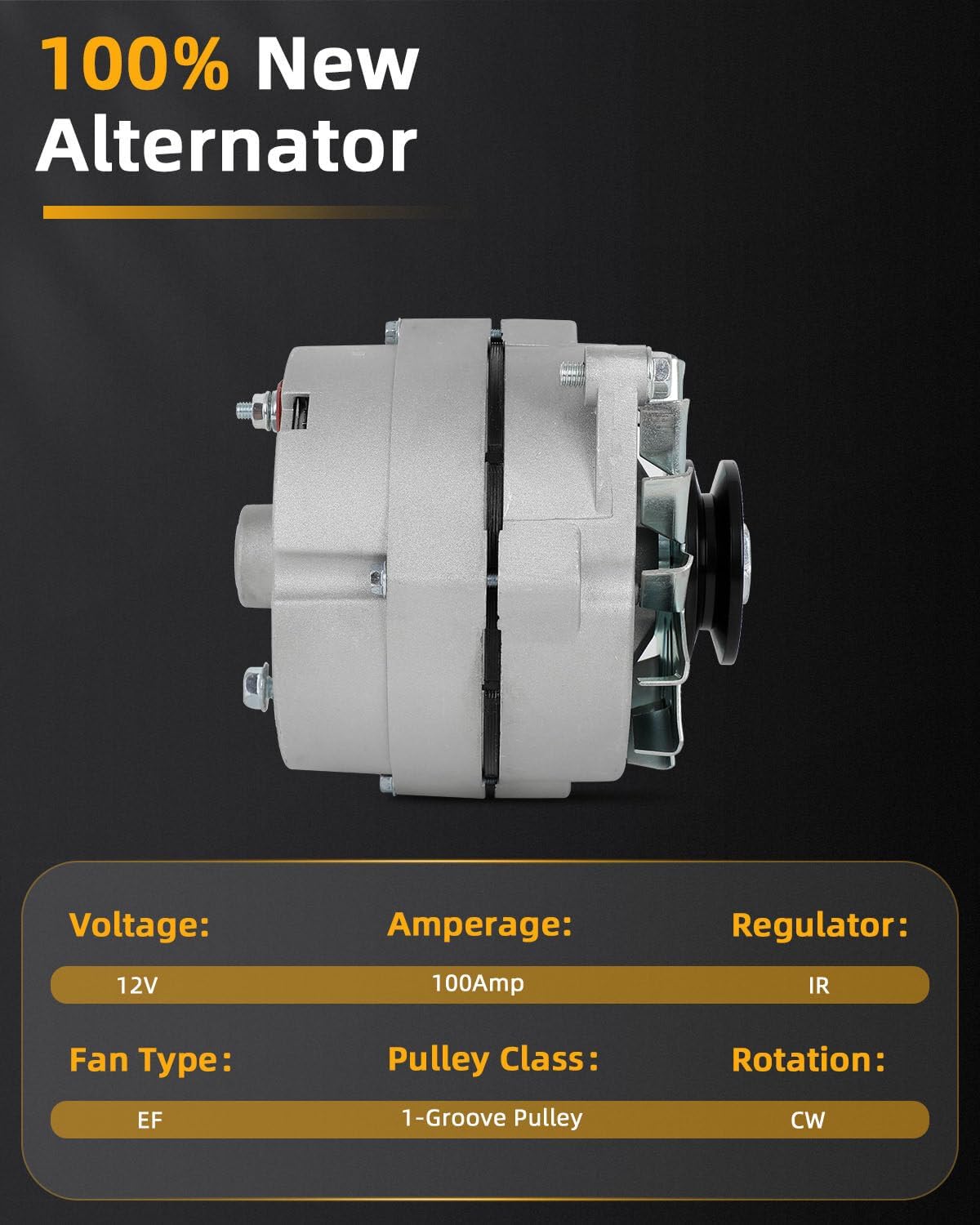 OCPTY Alternator 7127-SE105 Compatible for Chevrolet for Buick, C10 C20 C30 Camaro G10 G20 G30 K10 K20 Camaro and more models 12V 100Amp 1-Groove Pulley Automotive Replacement Alternators