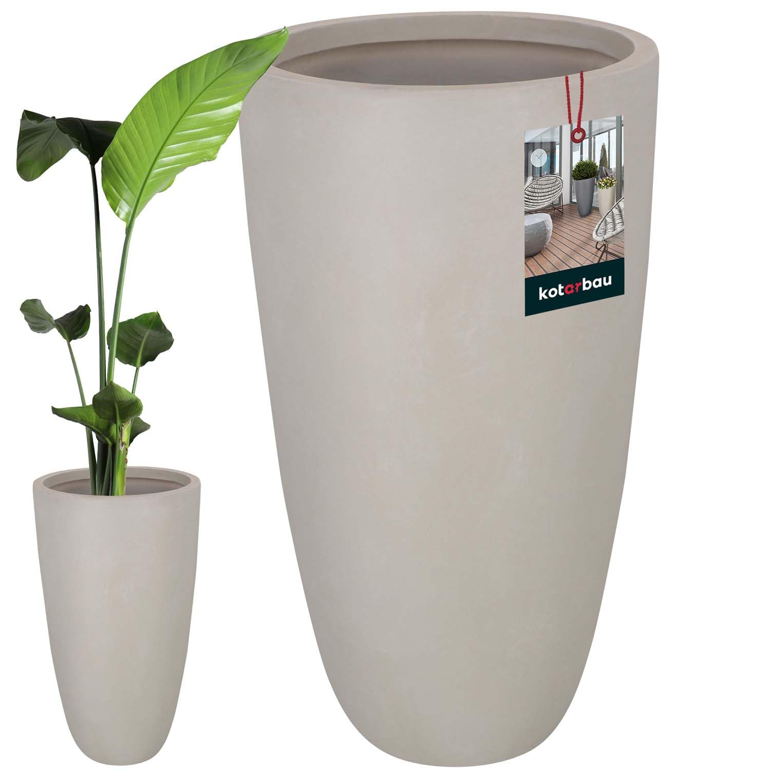 KOTARBAU® Doniczka Wysoka z Włókna Ceramicznego ⌀ 42, Donica Duża do Salonu