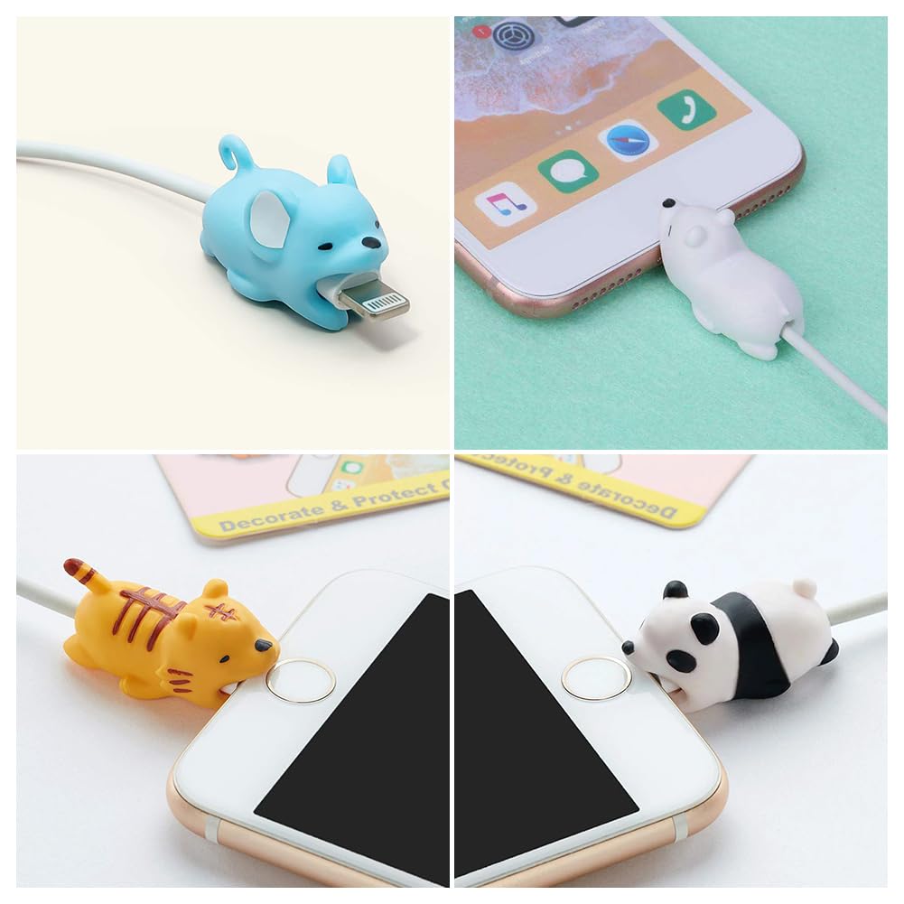 Protezioni per Cavi di Ricarica, Protezione Cavo USB ad Animale, 15 Pezzi Salvacavi per Caricabatterie, Morso per Cavo per Animale Carino, Simpatici Protettori per Caricabatterie, Cavo Cord Protector