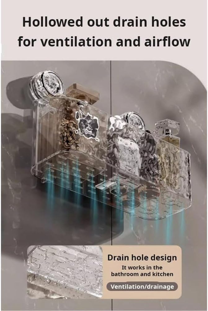 Leichte Luxus-Duschablage mit Gletscher-Muster, Saugnapf, transparent, Eckregal, starker Saugnapfkorb für Badezimmer, Dusche, Aufbewahrungslösung