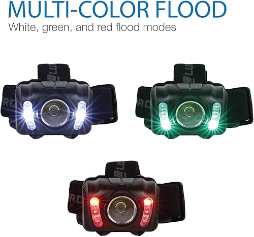 Miniatura 7 de LUXPRO Linterna frontal LED  Lámpara de cabeza brillante de 300 lúmenes para exteriores, camping y senderismo  6 modos de luz blanca, verde y roja