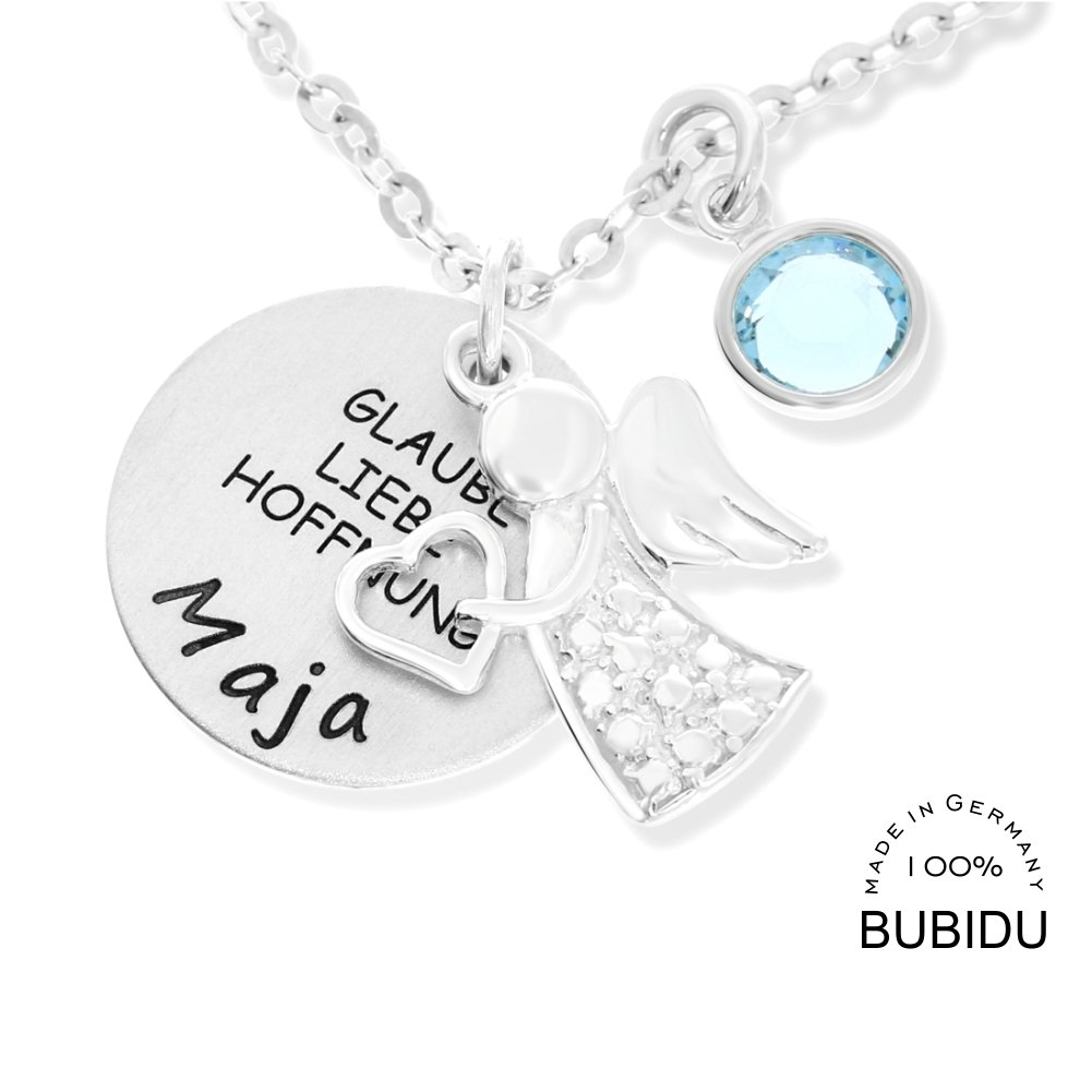 Namenskette Kette mit Gravur Silberkette mit Namen Schmuck mit Engel personalisierter Schmuck Damenschmuck Geburtskette Silberschmuck Namensschmuck Kette individuell | HANDMADE IN GERMANY