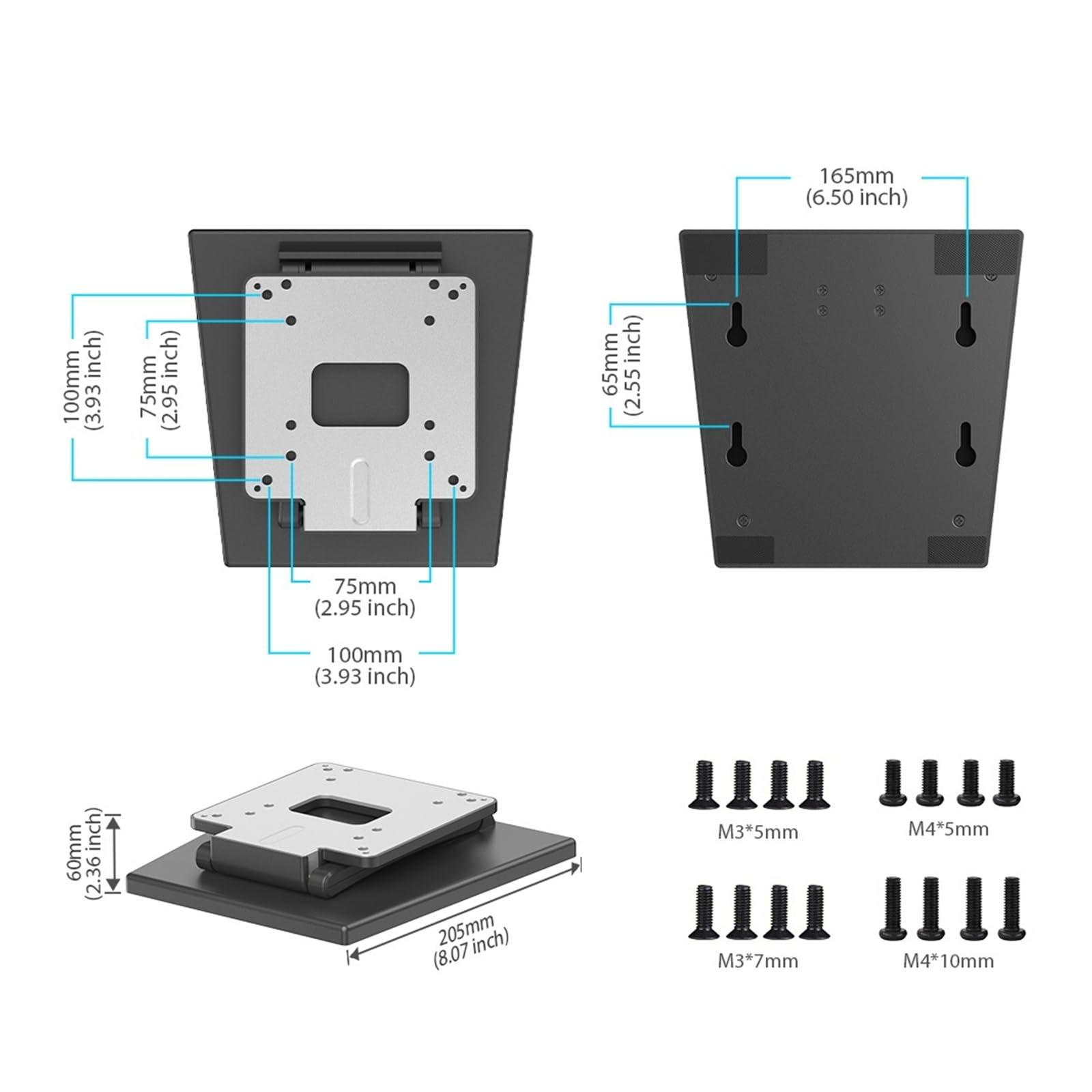 Braccio monitor, Il supporto for monitor portatile può sostenere fino a 1,2 kg. Pieghevole in metallo for display da 15"-22"