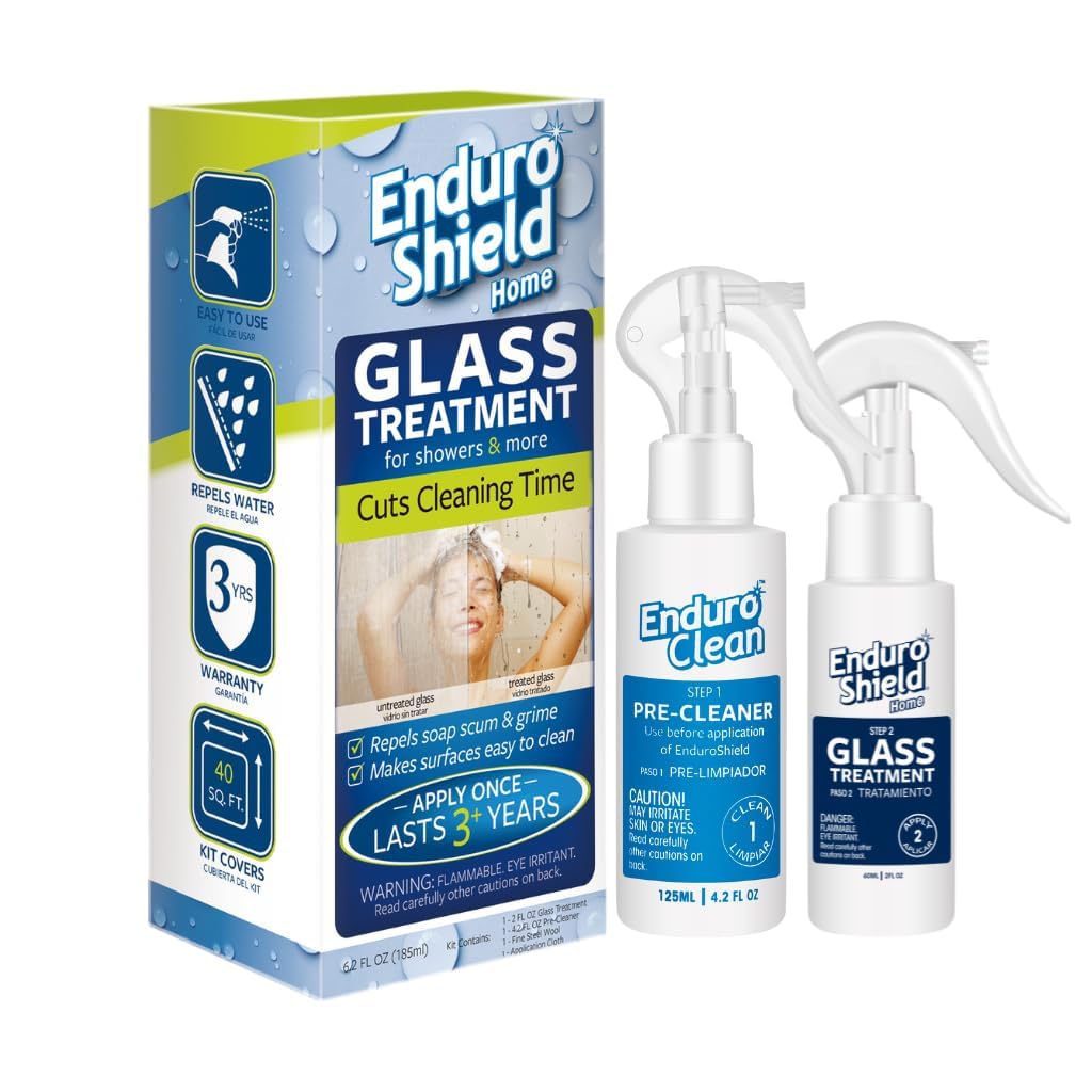 EnduroShield Home Shower Treatment Kit, Single Application Protects & Makes Glass Easier to Clean for 3 Years.