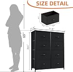Somdot Dresser pour chambre avec 8 Tiroirs, grand rangement Organisateur Châtaigne de tiroirs avec des bacs en tissu pour le salon Cabinet Enfants Côté lit Garderie Blanchisserie Entrée, Noir