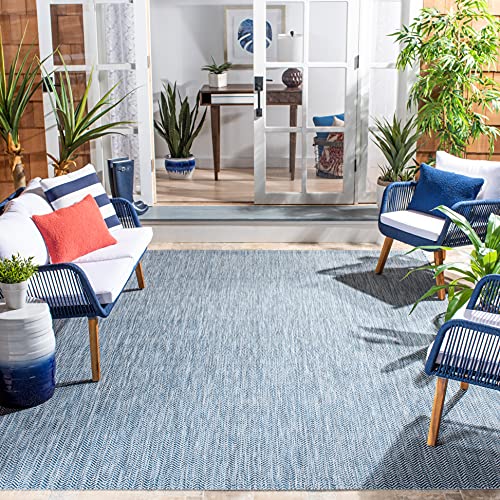 SAFAVIEH Courtyard Collection 8' x 11' Navy/Grey CY8022 Indoor/ Outdoor