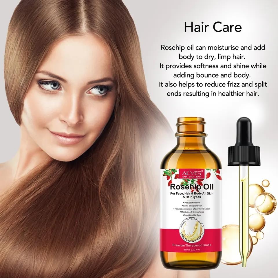 Rosehip Oil for Face Hair and Body, Organic Cold Pressed, Natural, Hydrating - Image 4