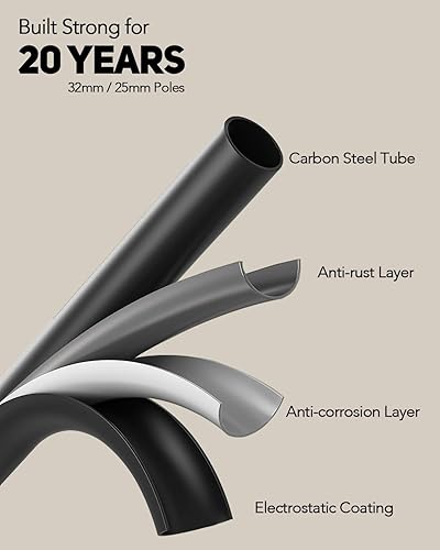 Miniatura 8 de Perchero de piso a techo, perchero telescópico de alta resistencia, 43-122 pulgadas de altura y 30-47 pulgadas de ancho, capacidad de carga total de