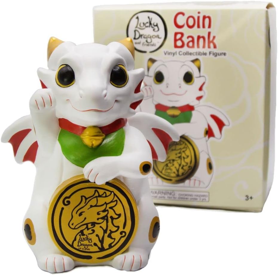 Lucky Dragon Coin Bank, Vinyl Collectible, Unbreakable Plastic Piggy Bank, Good Luck Home Decoration, Year of Dragon