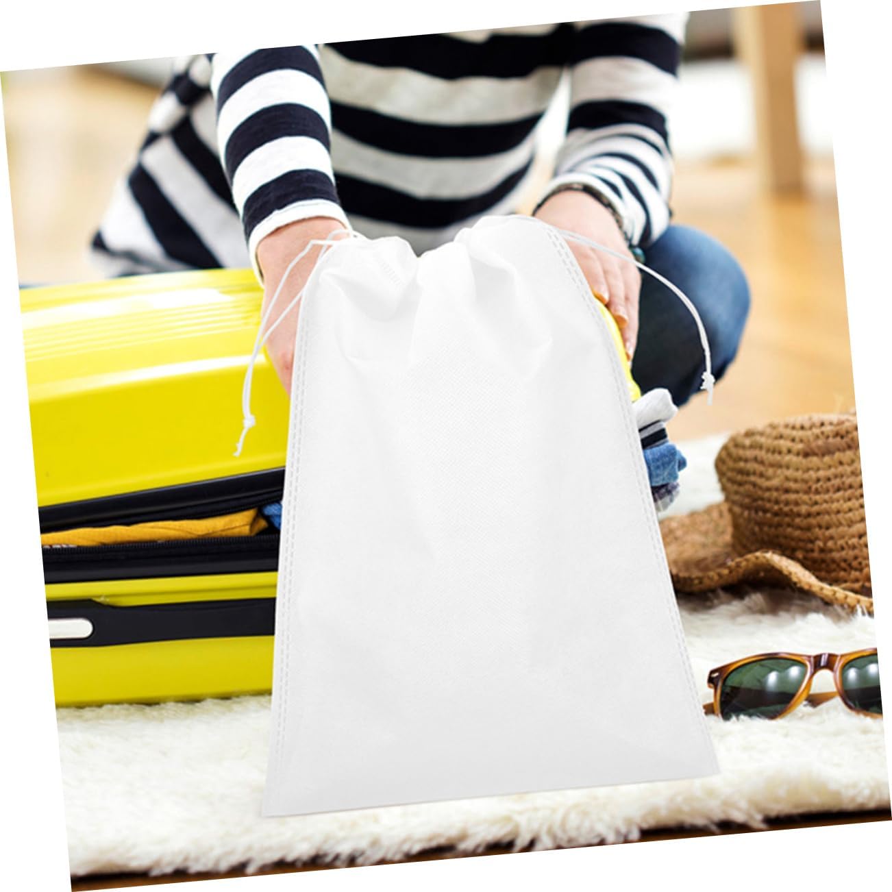 8pcs Drawstring Shoe Storage Bags Durable Fabric Organizer for Travel Clothes Shoes Portable Dustproof Packing Pouches Stylish Lightweight Design for Home Organization