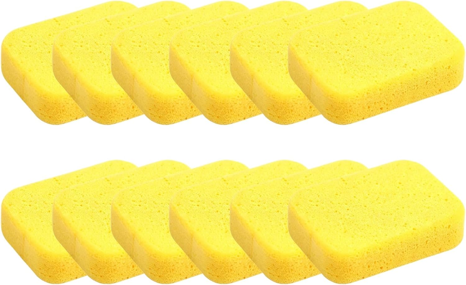 12 Pcs Car Wash Sponge, 7.5 X 5.5 X 2 in, Yellow High-Density Foam Sponges, Bulk Pack for Detailing Washing Waxing Cleaning