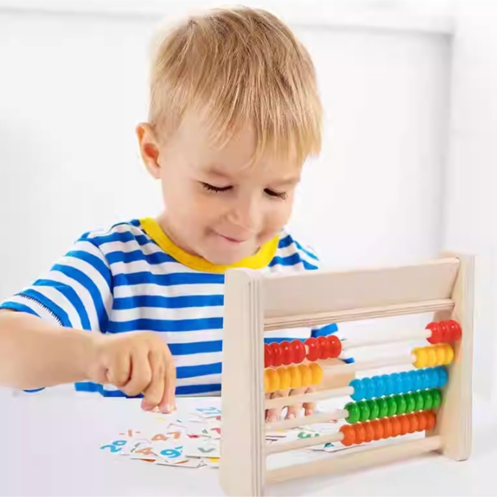 Fidget-Spielzeug für Kinder, Hölzerner Abakus mit Mathekarten for Vorschulkinder, die pädagogisches Rechnen lernen