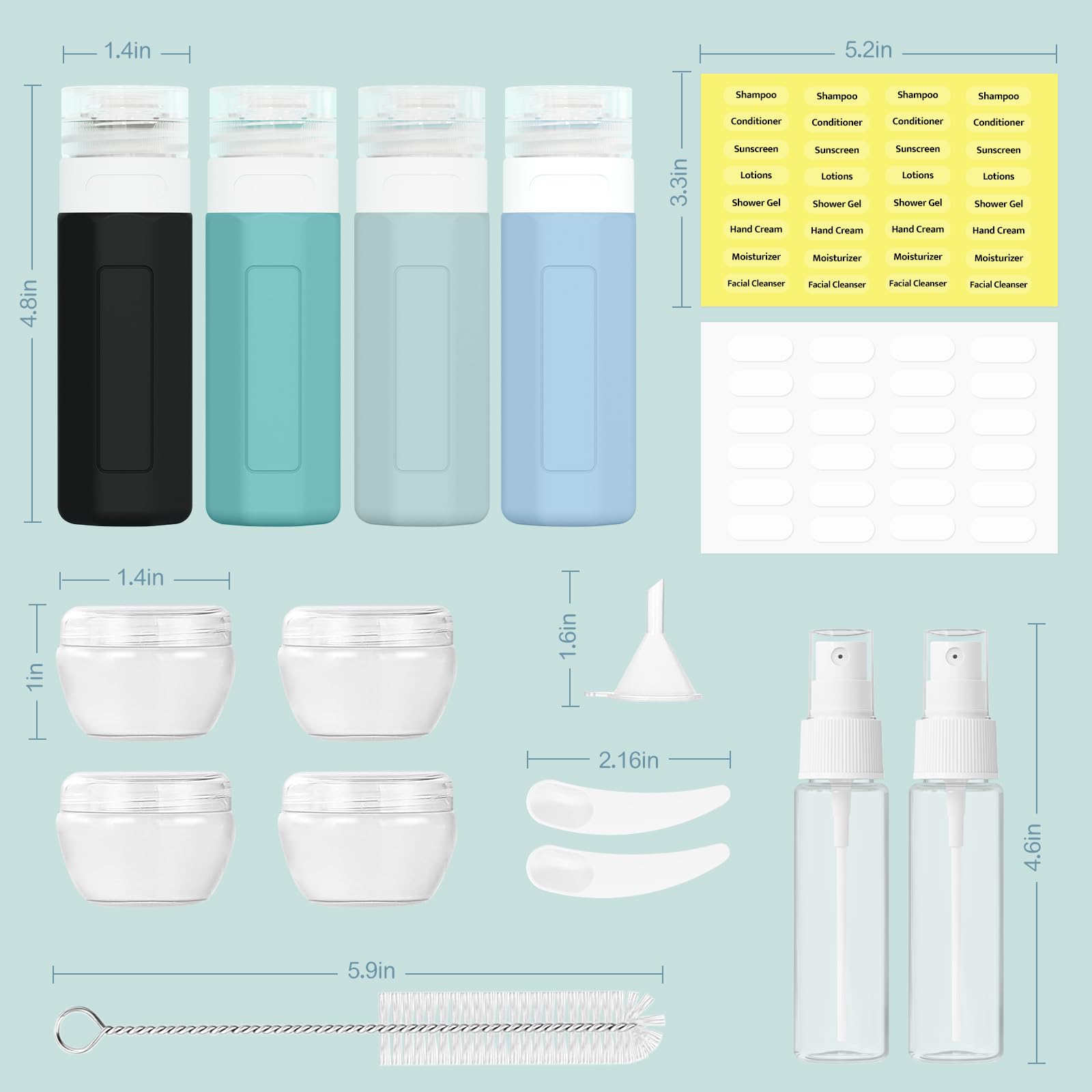 Redfly 17PCS Travel Bottles for Toiletries TSA Approved Silicone Travel Size Containers - Image 2