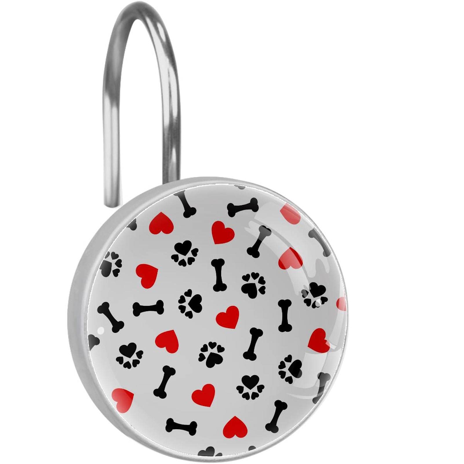 Anneaux de rideau de douche en acier inoxydable au motif de coeur pour salle de bain zen