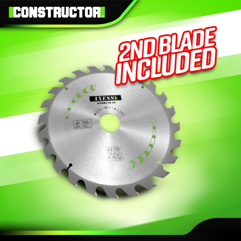 Scie onglets radiale 1800W 210mm avec laser double inclinaison Constructor