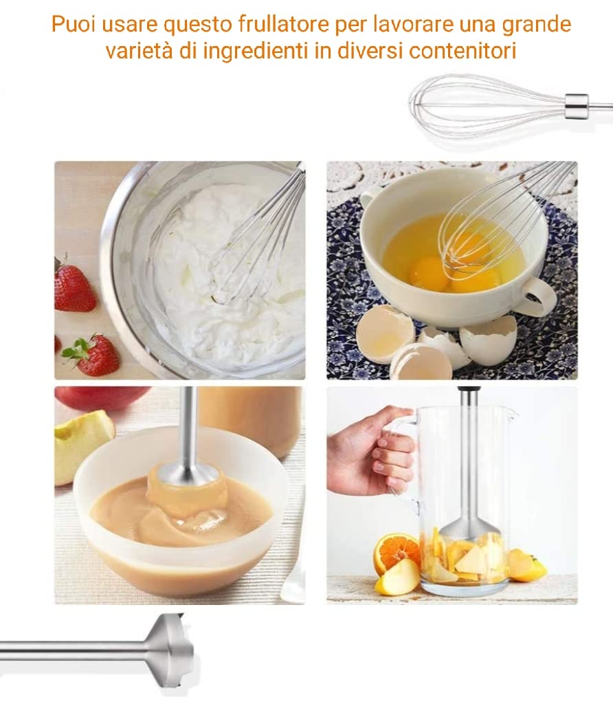 DCG Eltronic HM1112 - Frullatore ad immersione con accessori mini tritatutto frusta